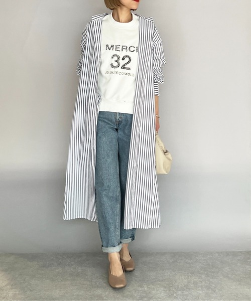 PICCIN（ピッチン）の「ストライプフレアシャツワンピース（シャツワンピース・レディース・ホワイト系その他/ブラック系その他・M）」の6枚目の写真