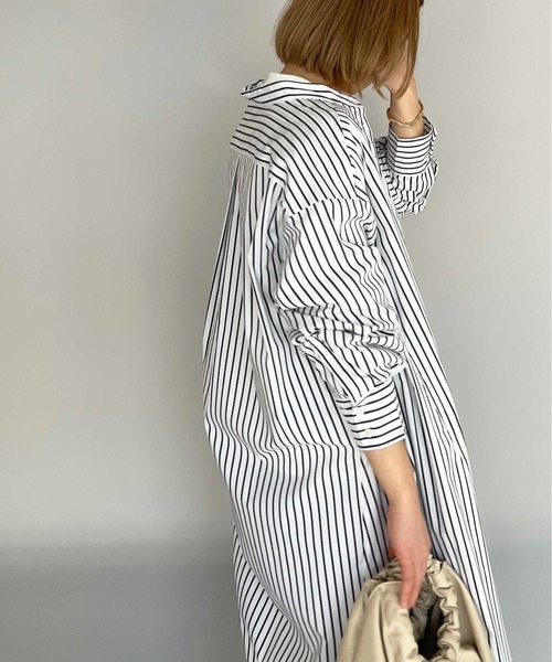 PICCIN（ピッチン）の「ストライプフレアシャツワンピース（シャツワンピース・レディース・ホワイト系その他/ブラック系その他・M）」の13枚目の写真