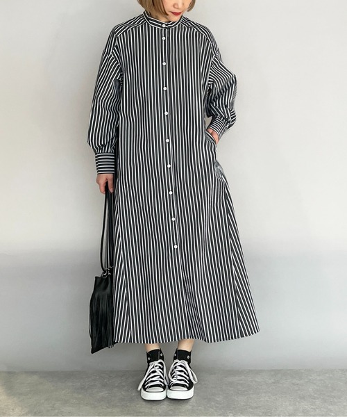 PICCIN（ピッチン）の「ストライプフレアシャツワンピース（シャツワンピース・レディース・ホワイト系その他/ブラック系その他・M）」の10枚目の写真