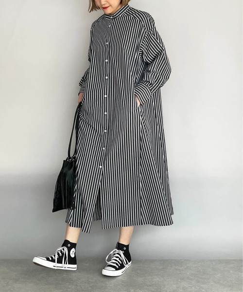 PICCIN（ピッチン）の「ストライプフレアシャツワンピース（シャツワンピース・レディース・ホワイト系その他/ブラック系その他・M）」の7枚目の写真