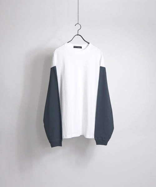 Confirm(コンファーム)の「袖配色ルーズシルエットロンT【Confirm】(Tシャツ/カットソー・メンズ・ホワイト/ホワイト×ブルー/ホワイト×レッド/ブラック×グレー・M/L)」の11枚目の写真