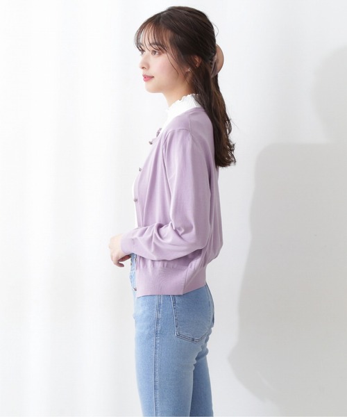 PROPORTION BODY DRESSING（プロポーションボディドレッシング）の「クルーネックカーディガン / 1212174400（カーディガン/ボレロ・レディース・ライトグリーン/パープル/ネイビー/オフホワイト・FREE）」の6枚目の写真
