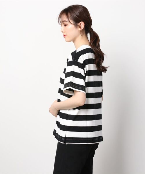 Mac-House(マックハウス)の「ORGABITS オーガビッツ ベーシックボーダー半袖Tシャツ(Tシャツ/カットソー・レディース・ブラック/ベージュ/ブラウン/サックスブルー/グリーン・フリー)」の6枚目の写真