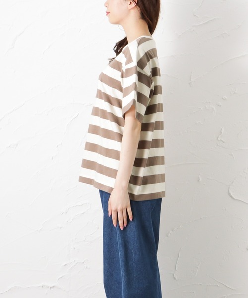 Mac-House(マックハウス)の「ORGABITS オーガビッツ ベーシックボーダー半袖Tシャツ(Tシャツ/カットソー・レディース・ブラック/ベージュ/ブラウン/サックスブルー/グリーン・フリー)」の10枚目の写真