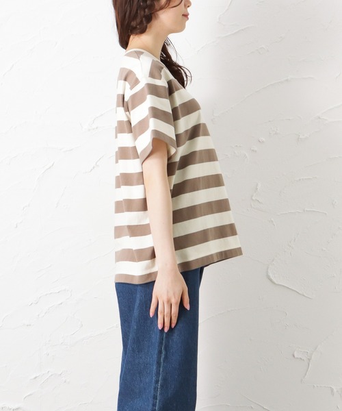 Mac-House(マックハウス)の「ORGABITS オーガビッツ ベーシックボーダー半袖Tシャツ(Tシャツ/カットソー・レディース・ブラック/ベージュ/ブラウン/サックスブルー/グリーン・フリー)」の11枚目の写真