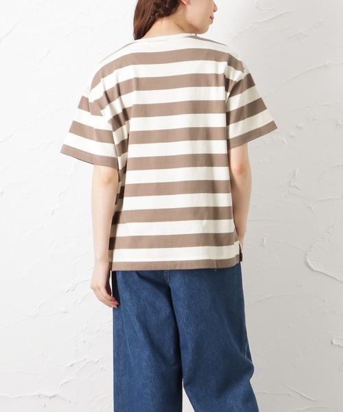 Mac-House(マックハウス)の「ORGABITS オーガビッツ ベーシックボーダー半袖Tシャツ(Tシャツ/カットソー・レディース・ブラック/ベージュ/ブラウン/サックスブルー/グリーン・フリー)」の12枚目の写真