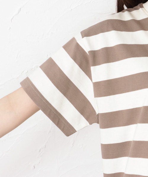 Mac-House(マックハウス)の「ORGABITS オーガビッツ ベーシックボーダー半袖Tシャツ(Tシャツ/カットソー・レディース・ブラック/ベージュ/ブラウン/サックスブルー/グリーン・フリー)」の14枚目の写真