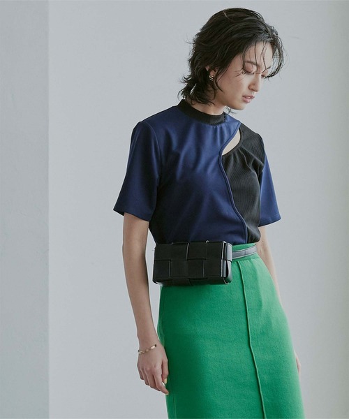 miette（ミエット）の「ｴｺﾚｻﾞｰ編み込み2wayﾐﾆﾊﾞｯｸﾞ（ショルダーバッグ・レディース・オフホワイト/ブラック/イエロー系その他・FREE）」の4枚目の写真