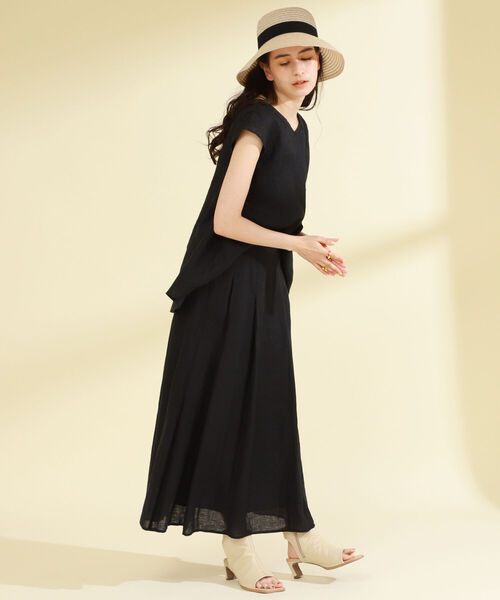 Ray BEAMS（レイビームス）の「Ray BEAMS / リネン ロング フレア スカート（スカート・レディース・ブラック/イエロー/グリーン・0/1）」の15枚目の写真