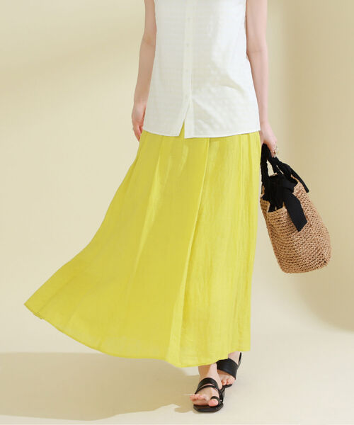 Ray BEAMS（レイビームス）の「Ray BEAMS / リネン ロング フレア スカート（スカート・レディース・ブラック/イエロー/グリーン・0/1）」の17枚目の写真