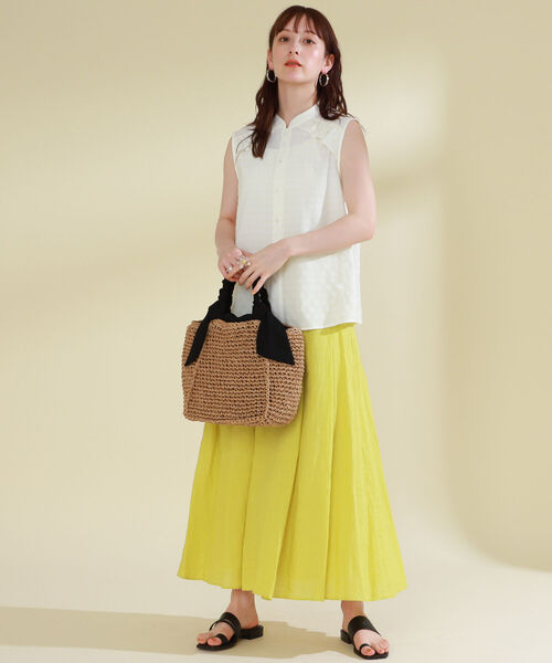 Ray BEAMS（レイビームス）の「Ray BEAMS / リネン ロング フレア スカート（スカート・レディース・ブラック/イエロー/グリーン・0/1）」の6枚目の写真