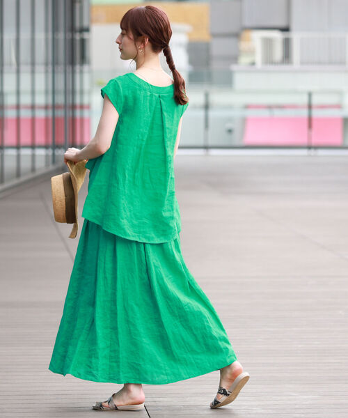 Ray BEAMS（レイビームス）の「Ray BEAMS / リネン ロング フレア スカート（スカート・レディース・ブラック/イエロー/グリーン・0/1）」の13枚目の写真