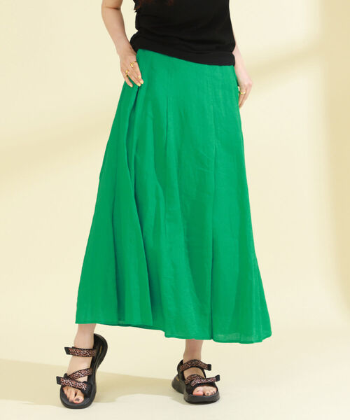 Ray BEAMS（レイビームス）の「Ray BEAMS / リネン ロング フレア スカート（スカート・レディース・ブラック/イエロー/グリーン・0/1）」の10枚目の写真