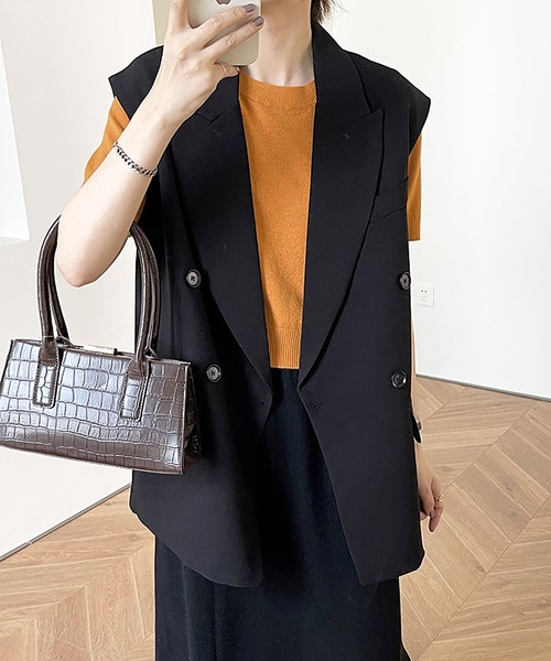 Ulysses（ユリシス）の「テーラードノースリーブジャケット（ベスト・レディース・グレー/ブラック/ベージュ・M/L）」の2枚目の写真