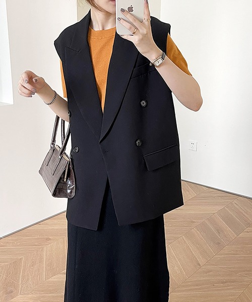 Ulysses（ユリシス）の「テーラードノースリーブジャケット（ベスト・レディース・グレー/ブラック/ベージュ・M/L）」の12枚目の写真