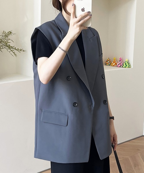 Ulysses（ユリシス）の「テーラードノースリーブジャケット（ベスト・レディース・グレー/ブラック/ベージュ・M/L）」の18枚目の写真