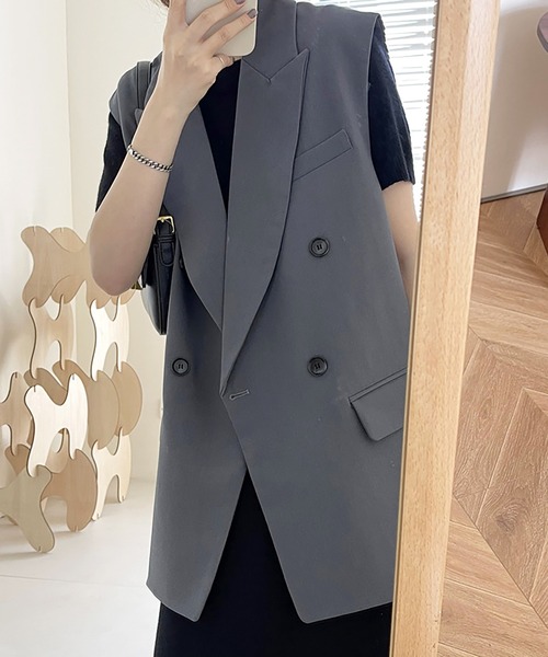 Ulysses（ユリシス）の「テーラードノースリーブジャケット（ベスト・レディース・グレー/ブラック/ベージュ・M/L）」の19枚目の写真