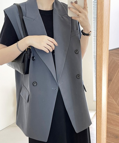 Ulysses（ユリシス）の「テーラードノースリーブジャケット（ベスト・レディース・グレー/ブラック/ベージュ・M/L）」の21枚目の写真