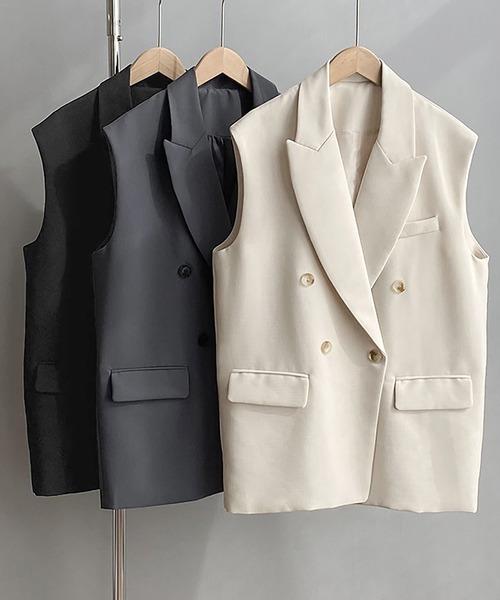 Ulysses（ユリシス）の「テーラードノースリーブジャケット（ベスト・レディース・グレー/ブラック/ベージュ・M/L）」の5枚目の写真