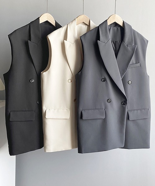 Ulysses（ユリシス）の「テーラードノースリーブジャケット（ベスト・レディース・グレー/ブラック/ベージュ・M/L）」の6枚目の写真