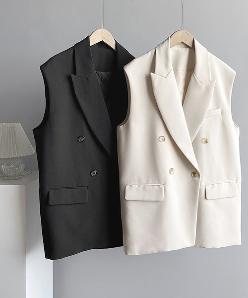 Ulysses（ユリシス）の「テーラードノースリーブジャケット（ベスト・レディース・グレー/ブラック/ベージュ・M/L）」の7枚目の写真