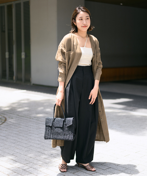 journal standard L'essage（ジャーナルスタンダードレサージュ）の「60リネンVネックワンピース◆（ワンピース・レディース・ホワイト系その他/ネイビー/オリーブ/レッド系その他・38/36）」の3枚目の写真