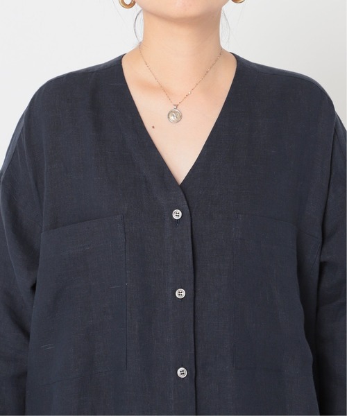 journal standard L'essage（ジャーナルスタンダードレサージュ）の「60リネンVネックワンピース◆（ワンピース・レディース・ホワイト系その他/ネイビー/オリーブ/レッド系その他・38/36）」の12枚目の写真