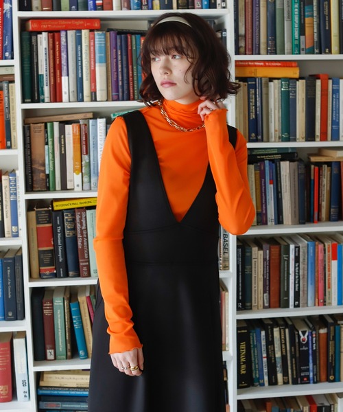 Birthday room（バースデイルーム）の「シンプルVネックジャンスカ（ジャンパースカート・レディース・ブラック・FREE）」の6枚目の写真