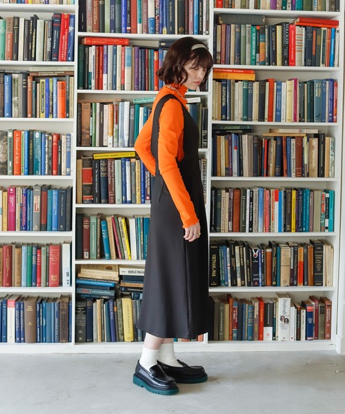 Birthday room（バースデイルーム）の「シンプルVネックジャンスカ（ジャンパースカート・レディース・ブラック・FREE）」の3枚目の写真