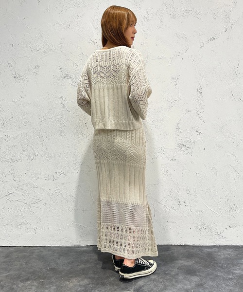 apres jour mignon(アプレジュールミニョン)の「透かし編みニットカーディガン【SETUP着用可能】【ZOZOTOWN限定アイテム】(カーディガン/ボレロ・レディース・ライトイエロー/ブラック/アイボリー・フリー/X-LARGE)」の9枚目の写真