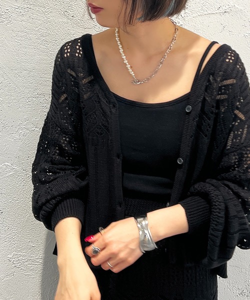 apres jour mignon(アプレジュールミニョン)の「透かし編みニットカーディガン【SETUP着用可能】【ZOZOTOWN限定アイテム】(カーディガン/ボレロ・レディース・ライトイエロー/ブラック/アイボリー・フリー/X-LARGE)」の10枚目の写真