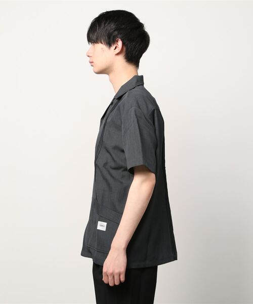 JEMORGAN(ジェーイーモーガン)の「JE MORGAN/JEモーガン テックリネン半袖キューバシャツ(シャツ/ブラウス・メンズ・ブラック/ナチュラル/カーキ・MEDIUM/LARGE/M)」の4枚目の写真