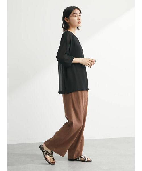 Green　Parks（グリーンパークス）の「シフォンジョーゼットドルマンプルオーバー（Tシャツ/カットソー・レディース・ライトグレー/ブラック/グリーン・FREE）」の18枚目の写真