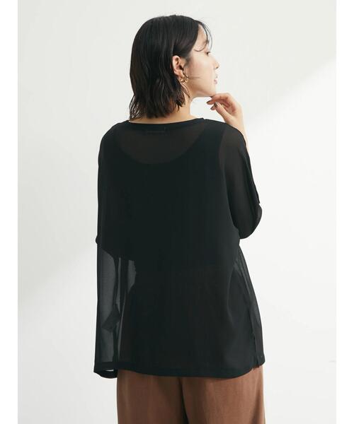 Green　Parks（グリーンパークス）の「シフォンジョーゼットドルマンプルオーバー（Tシャツ/カットソー・レディース・ライトグレー/ブラック/グリーン・FREE）」の15枚目の写真