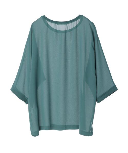 Green　Parks（グリーンパークス）の「シフォンジョーゼットドルマンプルオーバー（Tシャツ/カットソー・レディース・ライトグレー/ブラック/グリーン・FREE）」の13枚目の写真