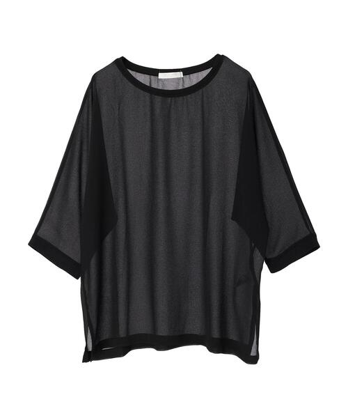 Green　Parks（グリーンパークス）の「シフォンジョーゼットドルマンプルオーバー（Tシャツ/カットソー・レディース・ライトグレー/ブラック/グリーン・FREE）」の5枚目の写真