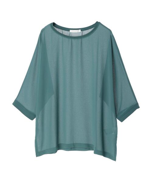 Green　Parks（グリーンパークス）の「シフォンジョーゼットドルマンプルオーバー（Tシャツ/カットソー・レディース・ライトグレー/ブラック/グリーン・FREE）」の4枚目の写真