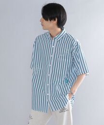 *SHIPS: ROOTS ビッグシルエット フラワー エンブロイダリー ボタンダウン ショートスリーブ シャツ