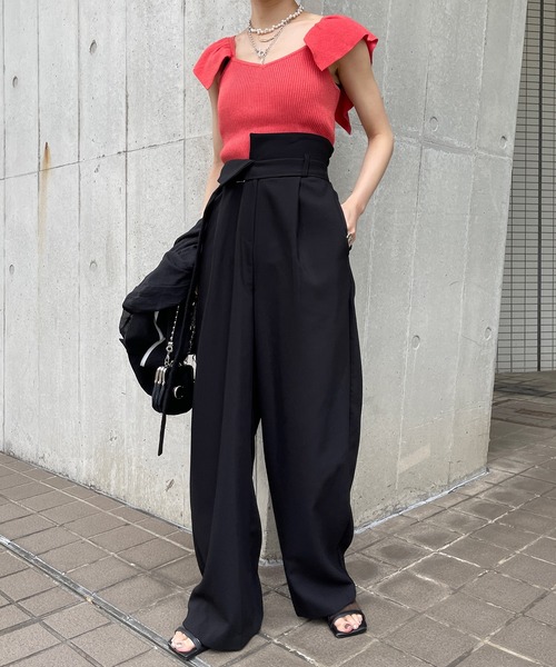 Ezick（エジック）の「ウエストベルトスラックス（スラックス・レディース・ブラック/ブラウン/チャコールグレー/ダークブラウン/グリーン・FREE）」の6枚目の写真