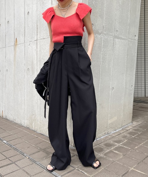 Ezick（エジック）の「ウエストベルトスラックス（スラックス・レディース・ブラック/ブラウン/チャコールグレー/ダークブラウン/グリーン・FREE）」の7枚目の写真