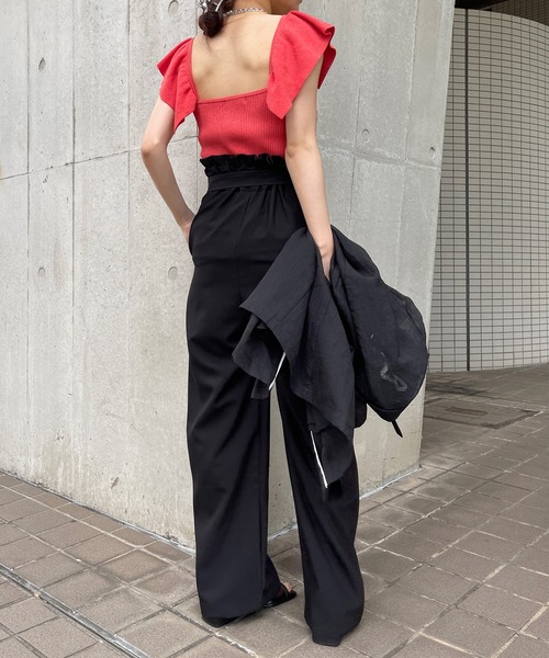 ハイウエストワイドパンツ【100～160cm】 | 激安靴の通販 ヒラキ公式サイト VOCHIC ワイドエラスティック プラスサイズ ドレスベルト 女性用 ウエストベルト ストレッチウエストバンド, ブラック+ホワイ