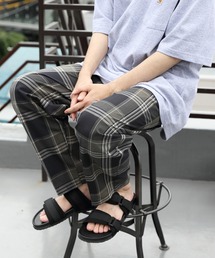 チェックワイドテーパードパンツ