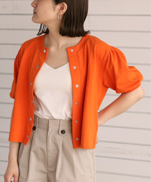 cepo(セポ)の「パフカットカーディガン(カーディガン/ボレロ・レディース・ブラック/オフホワイト/オレンジ/グリーン・M)」の1枚目の写真