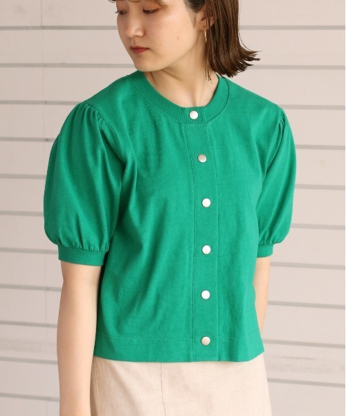 cepo(セポ)の「パフカットカーディガン(カーディガン/ボレロ・レディース・ブラック/オフホワイト/オレンジ/グリーン・M)」の4枚目の写真