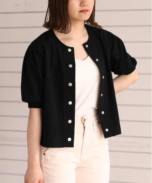 cepo(セポ)の「パフカットカーディガン(カーディガン/ボレロ・レディース・ブラック/オフホワイト/オレンジ/グリーン・M)」の3枚目の写真