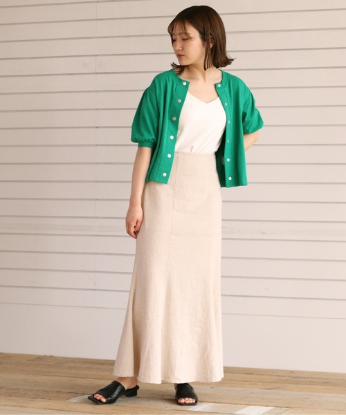 cepo(セポ)の「パフカットカーディガン(カーディガン/ボレロ・レディース・ブラック/オフホワイト/オレンジ/グリーン・M)」の7枚目の写真