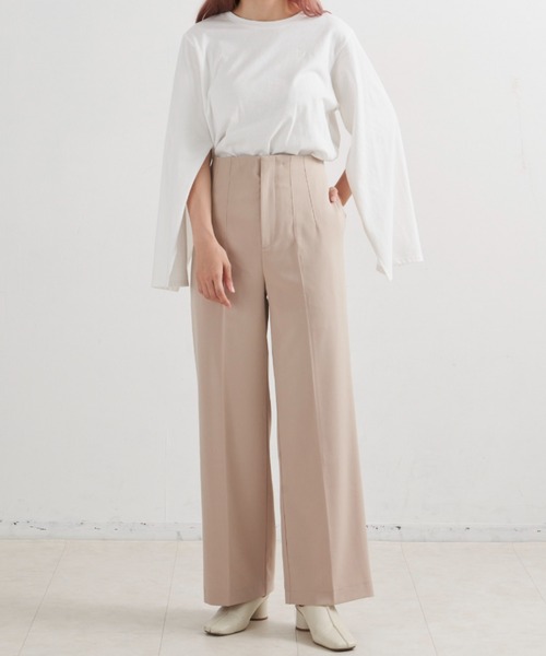 VANNIE U（ヴァニーユー）の「ハイウエストストレートパンツ（その他パンツ・レディース・ブラック/ベージュ/ピンク・FREE/S）」の5枚目の写真