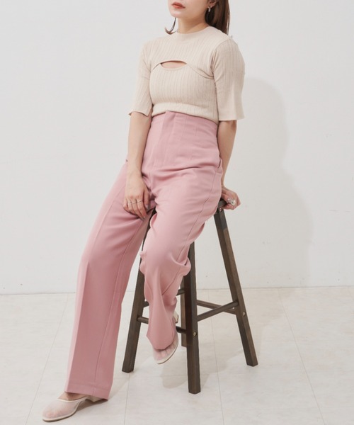 VANNIE U（ヴァニーユー）の「ハイウエストストレートパンツ（その他パンツ・レディース・ブラック/ベージュ/ピンク・FREE/S）」の11枚目の写真