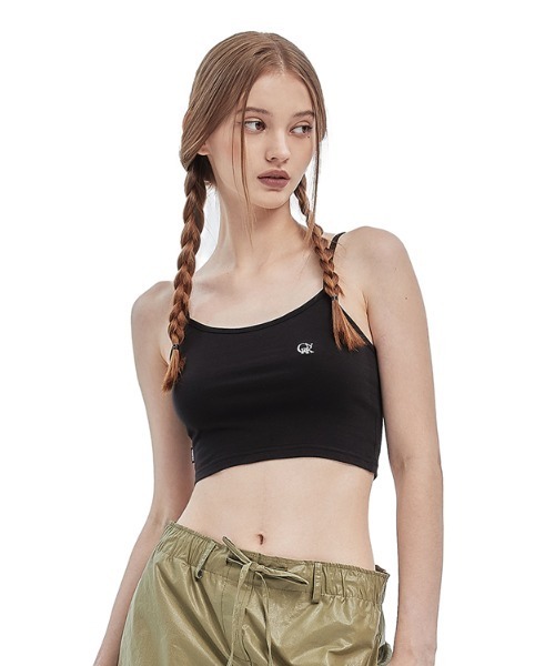 CRANK（クランク）の「A'GEM/9 × .kom『CRANK/クランク』BASIC CROP SLEEVELESS/ベーシック クロップド丈 スリーブレス キャミソール（キャミソール・レディース・ホワイト/ブラック・FREE）」の2枚目の写真