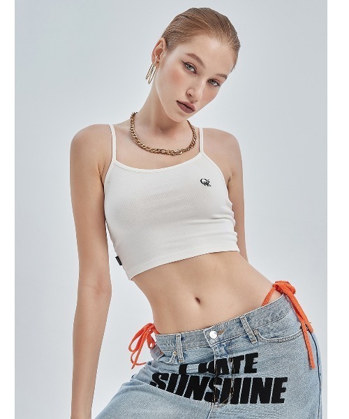 CRANK（クランク）の「A'GEM/9 × .kom『CRANK/クランク』BASIC CROP SLEEVELESS/ベーシック クロップド丈 スリーブレス キャミソール（キャミソール・レディース・ホワイト/ブラック・FREE）」の9枚目の写真
